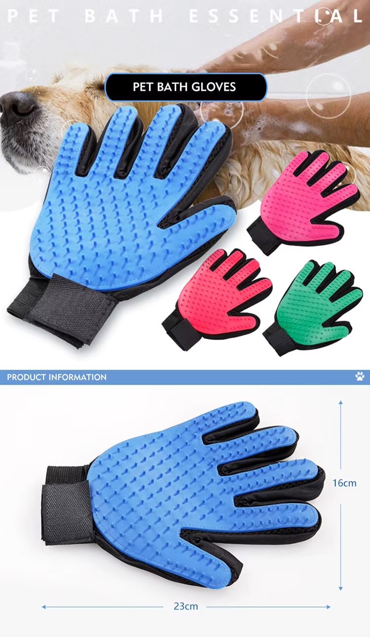 Efficient Pet Grooming Glove - Gentle Shedding Brush for Dogs, Cats, Horses, & more with Long & Short Hair - Right Hand Only (Green) Green - PawsPlanet Australia