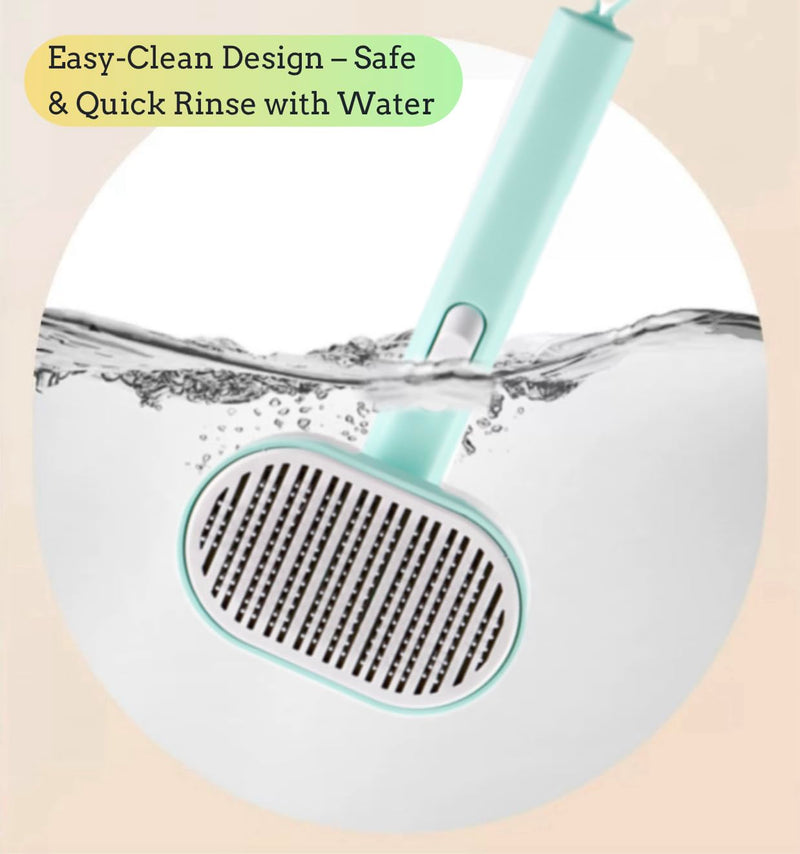 Self cleaning hair removal brush - a skin friendly beauty tool suitable for dogs, cats, and puppies, with a round head design that prevents scratches and is green in color - PawsPlanet Australia