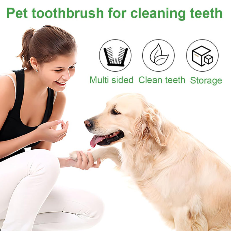 Dog Toothbrush, Toothbrushes for Dogs - 5 Pieces Pet Toothbrush, Pet Toothbrush, 2 Triple Head Dog Toothbrushes and 2 Long Handle Dog Toothbrush, Toothbrush Dog for Dogs and Cats