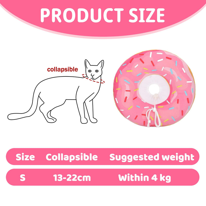 Protective Soft Cat Collar, Protective Collar Cat Set with Teething Rope, Adjustable Collar for Cats, After Surgery and Injuries for Puppies, Small Dogs and Cats (Pink, S) Pink and Purple