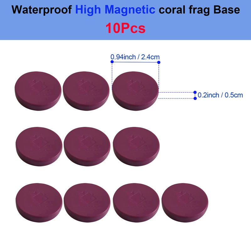 Coral frag Magnetic Base, Coral frag Magnetic Plugs,Waterproof Magnetic Coral frag Base, Purple, Round 10-Piece Set Coral Frag Magnetic Base(purple, Round 10pcs) - PawsPlanet Australia
