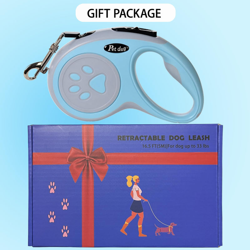 Retractable Dog Leash, VELIGOOD 5M/16FT Extendable Dog Lead with Strong Nylon Tape Tangle-Free One-Handed Brake, Pause, Lock for Small Medium Dogs (Blue) Blue - PawsPlanet Australia