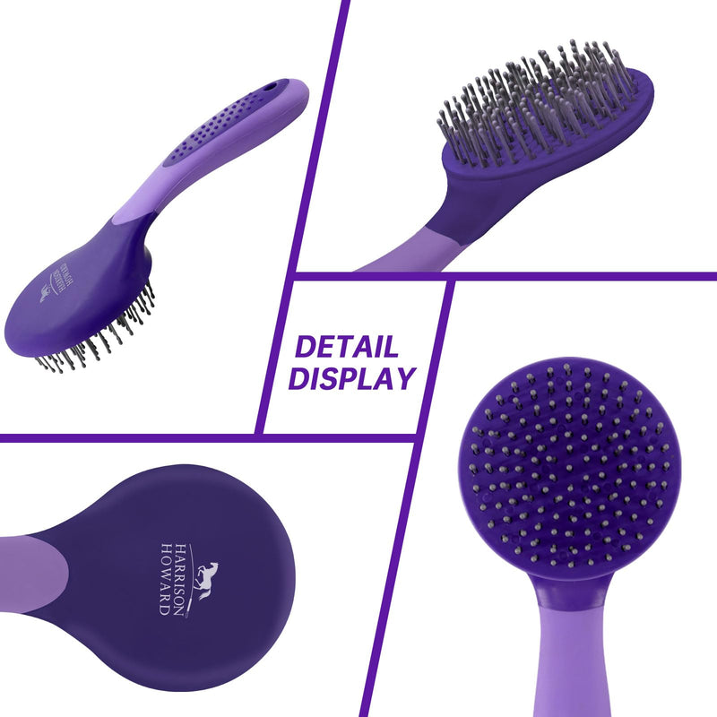 Harrison Howard Horse Mane and Tail Brush - Professional Grooming Brush, Equestrian Detangler, Non-Slip, Purple - PawsPlanet Australia