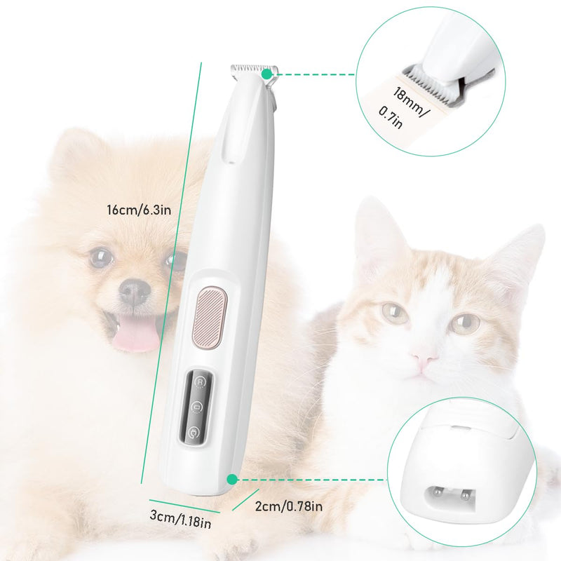 Dog Paw Trimmer, Electric Dog Clippers with LED Light, Rechargeable Low Noise Pet Hair Trimmer for Grooming, Cordless Pet Paw Trimmer, Pet Hair Shaver for Small Dogs Cats - PawsPlanet Australia