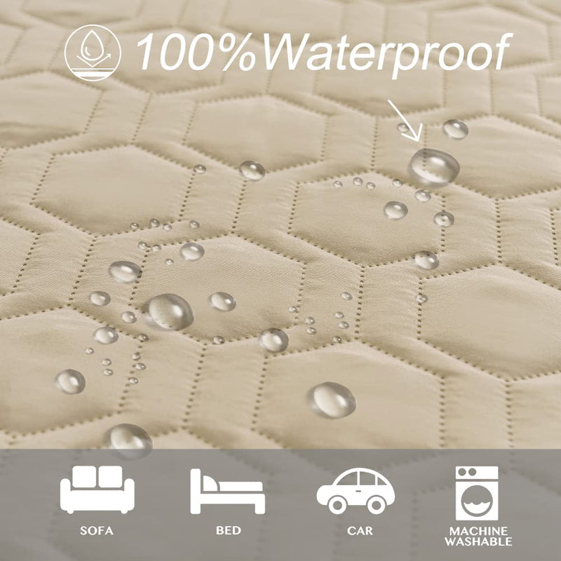 Waterproof and Non-Slip Dog Bed Cover and Pet Blanket Sofa Pet Bed Mat ，car Incontinence Mattress Protectors Furniture Couch Cover for Most Cats Dogs,Pets（52x82-Beige） Beige 52x82Inch (Pack of 1) - PawsPlanet Australia