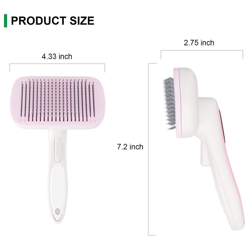 Dog Brush - Self Cleaning Dog and Cat Hair Brush, Efficient Shedding Grooming Tool for Long and Short Haired Dogs & Indoor Cats, Deshedding Comb (Pink) Pink