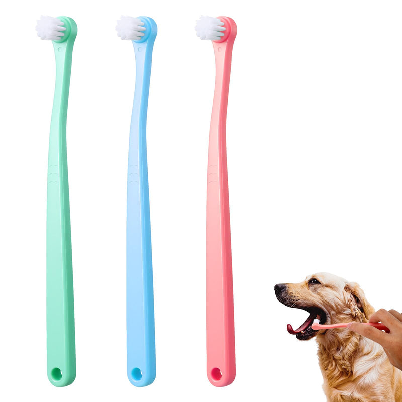 3 Pack Toothbrush for Small Dogs, Mini Pet Toothbrush for Teeth Clean, Soft Cat Tooth Brush for Puppy, Kitten, Other Small Pets(Pink, Blue, Green)