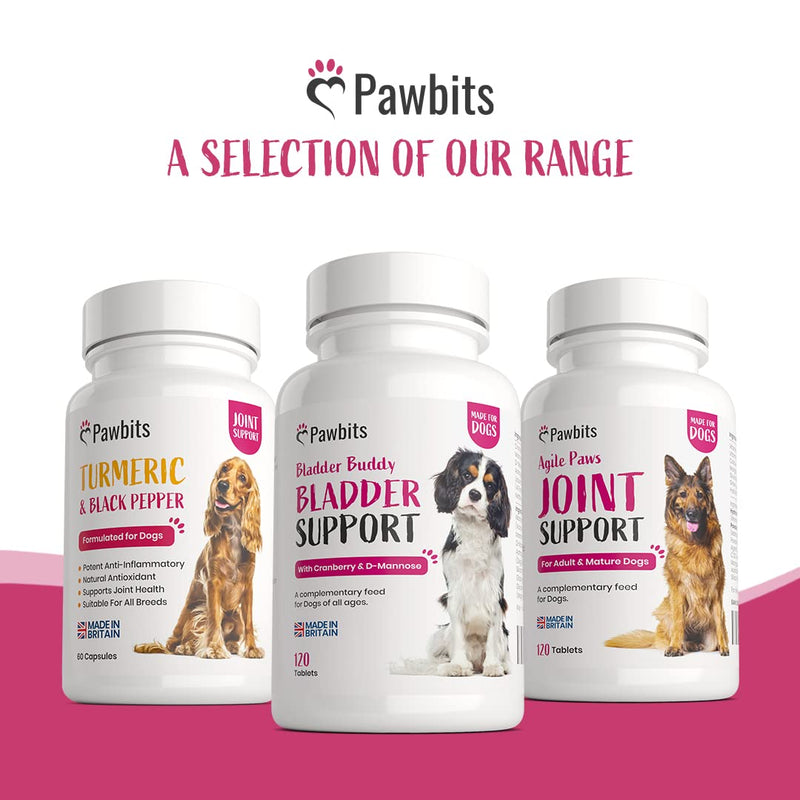 Pawbits 120 Bladder Buddy Support Tablets for Dogs - Dog UTI treatment Food Supplements with Cranberry and D-Mannose to Support Kidney & Urinary Health - PawsPlanet Australia
