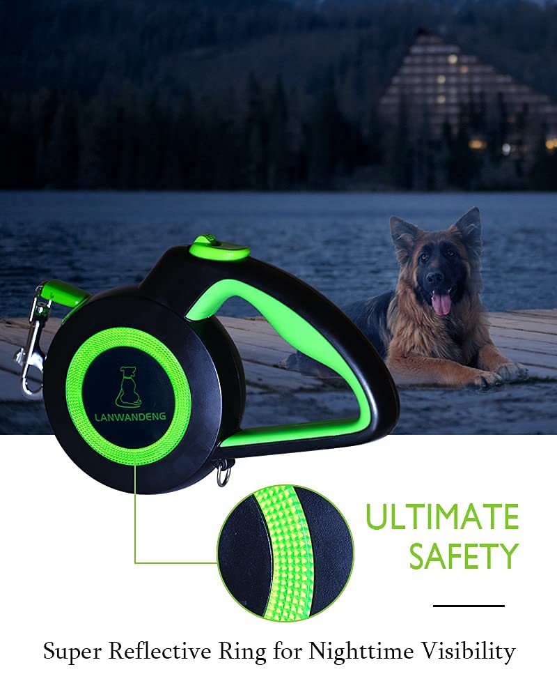 Chew Proof Retractable Dog Leash with 2 Heavy Duty Anti-Chewing Wire Ropes, 16FT Leashes 360 Tangle Free for 2 Dogs, Dual Dog Lead for Small/Medium/Large Dogs Medium Green - PawsPlanet Australia