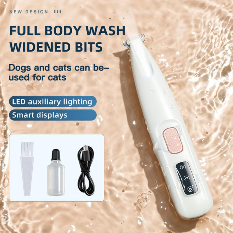 Dog Paw Trimmer, 35 dB Low Noise, 18 mm Widen Blade, LED Display, Rechargeable, Waterproof, Clipper for Dogs and Cats White - PawsPlanet Australia