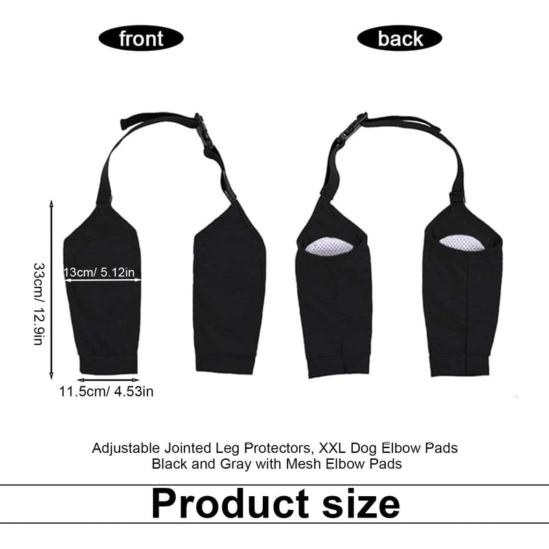 Pack of 2 Adjustable Elbow & Knee Support for Dogs, Breathable Mesh Joint Protectors with Fastening, Support Bandage for Dogs for Arthritis, Lameness & Post Surgery, Black/Grey
