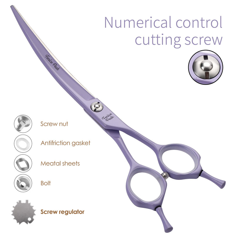 Fenice Peak 6.5" Professional Thinning Dog Grooming Scissors, Japanese 440C Stainless Steel Dog Thinning Shears, Lightweight Pet Trimming Scissors for Face, Body, and Paws, Violet Single Thinner Scissor
