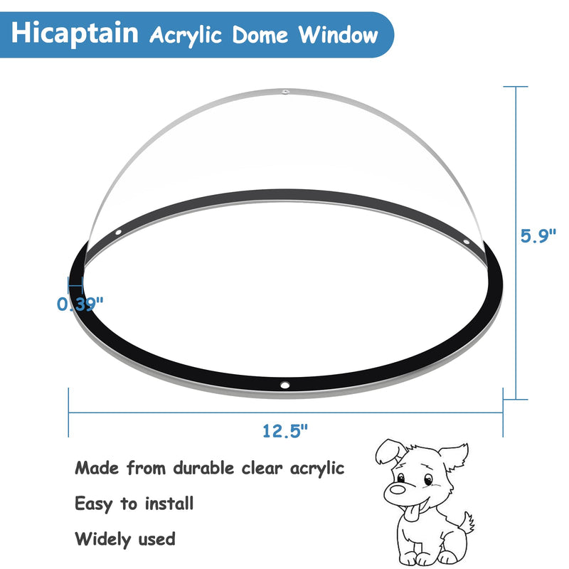 HiCaptain Dog Fence Window, 12.5" Acrylic Dome Window Clear Pet Window Bubble Great for Children & Pets, Dog Kennel, Tree House, Relieves Stress, Reduced Barking, Easy Installation (1 Pack) 1 PC - PawsPlanet Australia