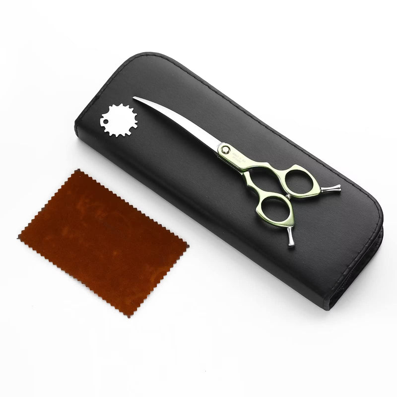 6.5" Curved Grooming Scissors for Dogs 440C Stainless Steel Professional Dog Grooming Scissors with Ultra-Light Aeronautical Aluminum Handle (Blue-Curved) Blue - PawsPlanet Australia