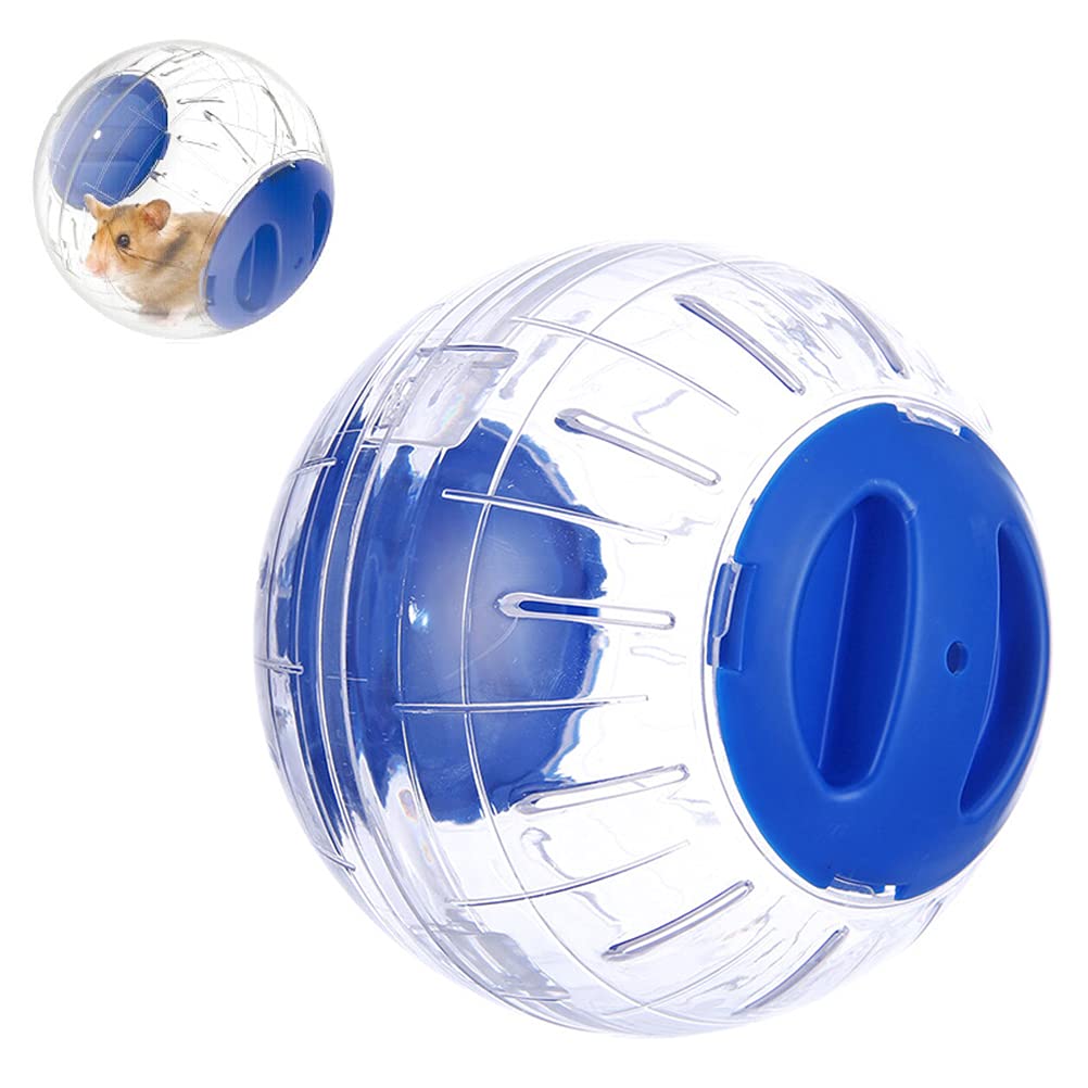 Hamster Exercise Ball Silent Hamster Wheel Small Animals Transparent Ball for Dwar Rat Relieves Boredom and Increases Activity (4.8 inch, Blue) 4.8 inch