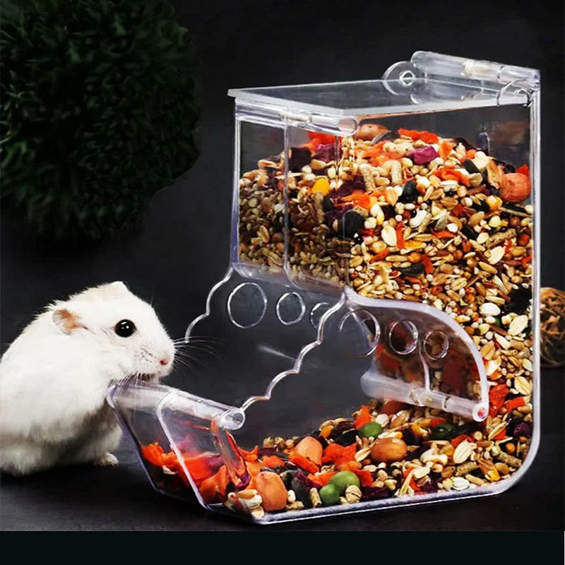 Hamsters Feeder Small Animals Automatic Dispenser Acrylic Clear Pet Food Storage Bowl for Dwarf Hamster Gerbils Mice Hedgehog Guinea Pig Pigeon Parrots (400ML) 400ML