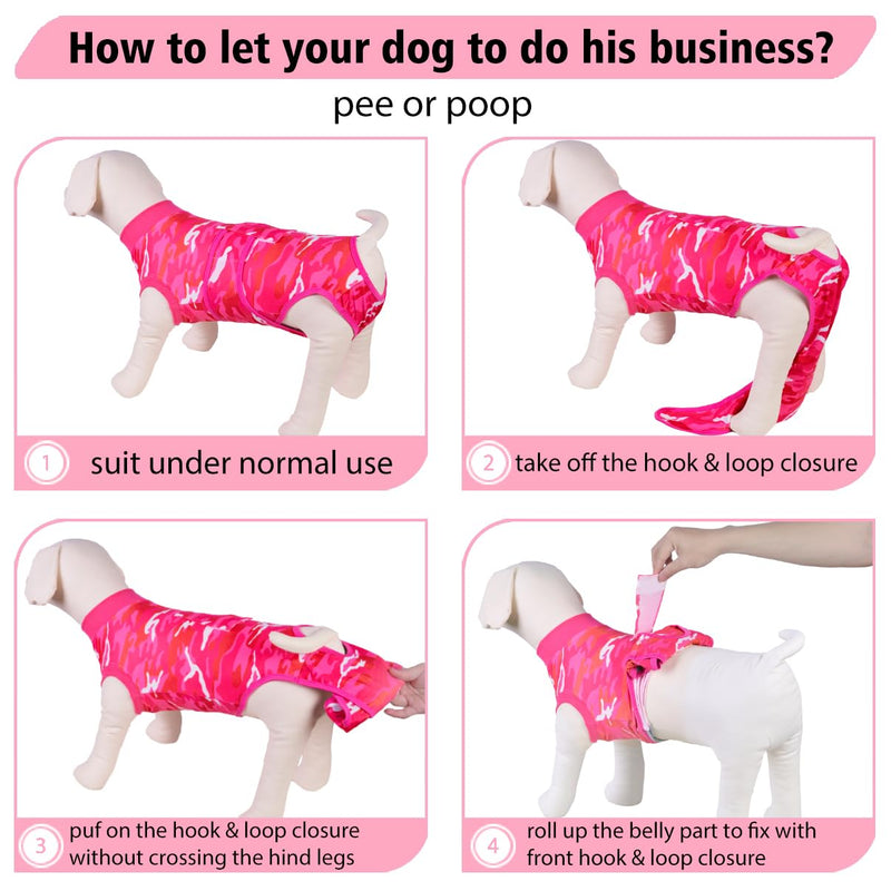 PetWarm Dog Surgery Recovery Suit Male, Pet Surgical Recovery Onesies Suit Surgery Suit for Dogs Professional Dog Abdominal Wounds Bandages, Camouflage Pattern, Pink, S Small