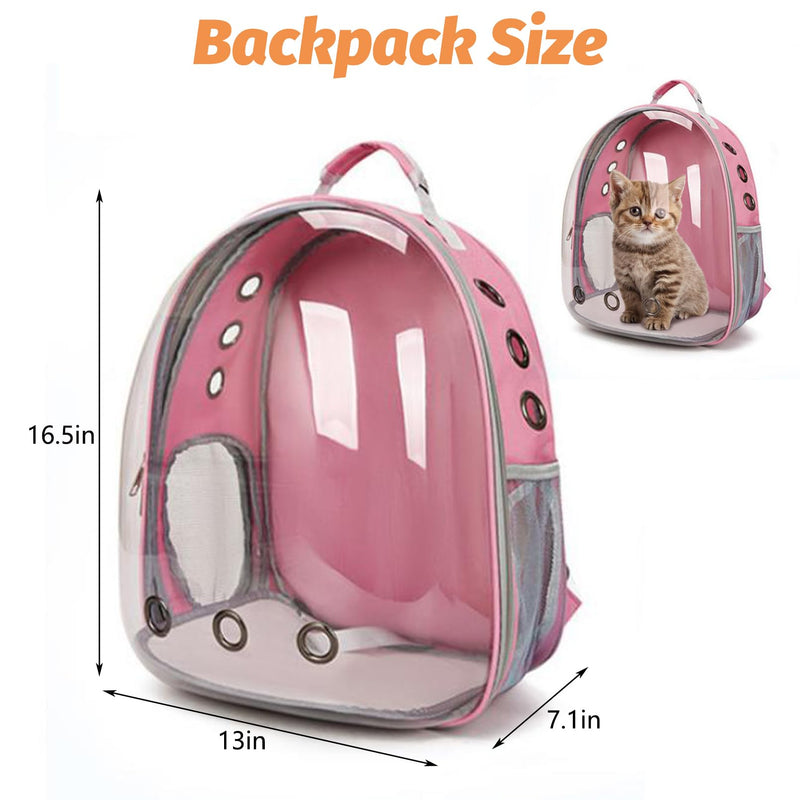 kathson Bearded Dragon Carrier with Harness and Leash Set, Large Reptile Travel Carrier Portable Lizard Backpack Clear Small Animals Carrying Bag for Gecko Hamster Rabbit Hedgehog Kitten (Pink) Pink