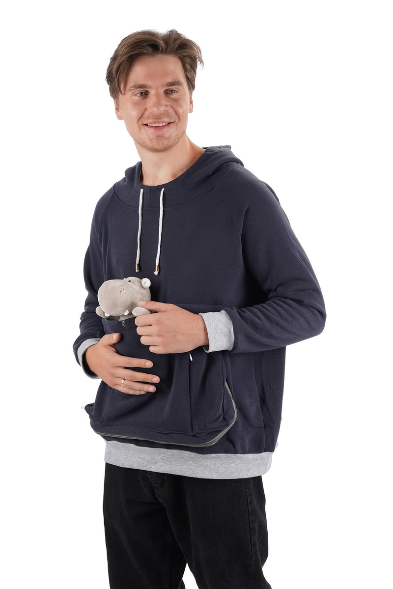 ALYC Cat Dog Carrier Hoodie Big Pet Pouch Sweatshirt Puppy Kitten Holder Carrier Pullover Top Kangaroo Unisex Hoodies Small Navy - PawsPlanet Australia