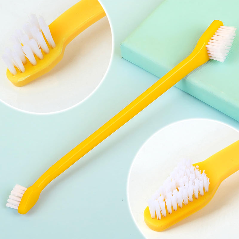 4 Pieces Dog Toothbrush,Cat Toothbrush,Dual Headed Dog Tooth Brush,for Dogs,for Small Medium and Large Pets Cleaning Teeth (Black,Yellow,Red,Blue)