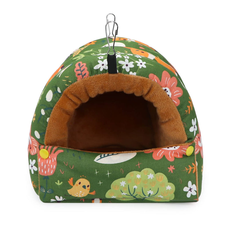 Wontee Bird Nest House Winter Warm Snuggle Hut Bird Bed Hanging Hammock for Parrots Budgies Parakeets Caique Senegal Cockatiels Conures (Large, Green) Large