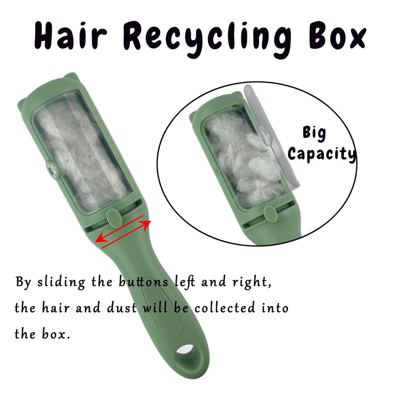 Cat Brush Pet Dry Cleaning Brush Cat Self Sticky Brush for Shedding and Grooming Long Short Hair Removal Comb with Recycling Box for Kitten Dog Rabbit Massage Roller Removes Loose Fur (Green) Green - PawsPlanet Australia