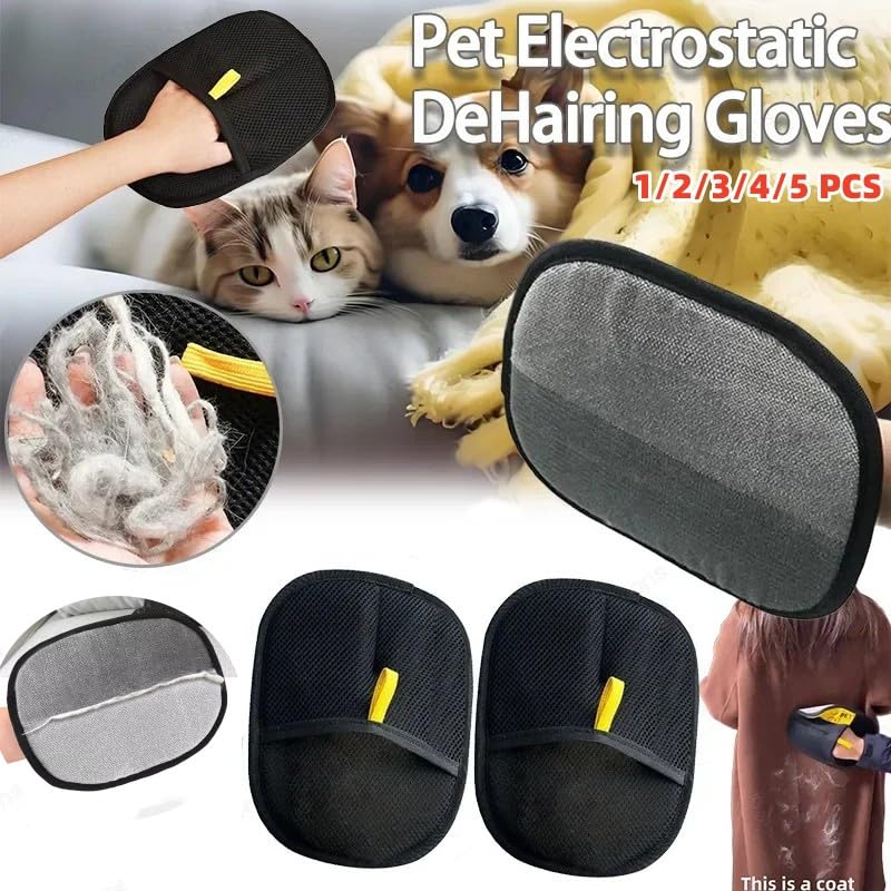 Pet Hair Remover Gloves for Dogs & Cats | Reusable Electrostatic Grooming Glove for Removing Pet Hair | Comfortable, Double-Sided, and Durable for Furniture, Clothes, Carpets & Cars - PawsPlanet Australia