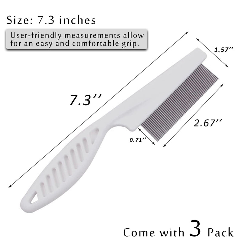 Flea Comb for Dogs and Cats - Pet Lice Comb Remove Fleas and Flea Eggs - Tear Stain Remover - Pet Comb for Detangling and Dematting Face & Paws - Dog Comb, Cat Comb - 3 Pack White - PawsPlanet Australia