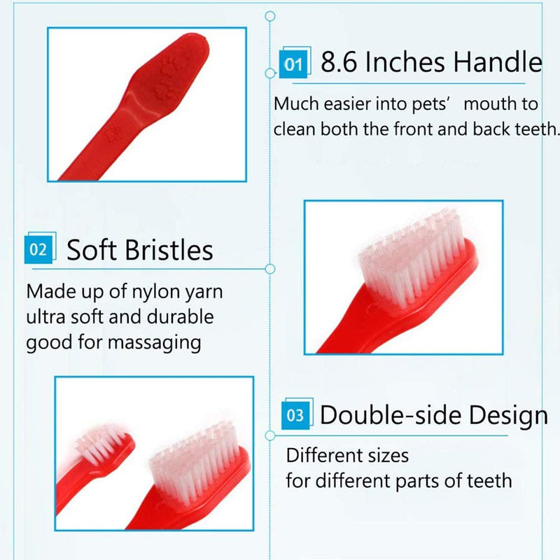10 Pack Pet Dog Toothbrush, 2 Triple Head Pet Toothbrushes 3 Double Head Tooth Brush 5 Pack Finger Rubber Toothbrushes, Multi-Angle Dental Cleaning Brushes for Dog Cat Oral Dental Health - PawsPlanet Australia
