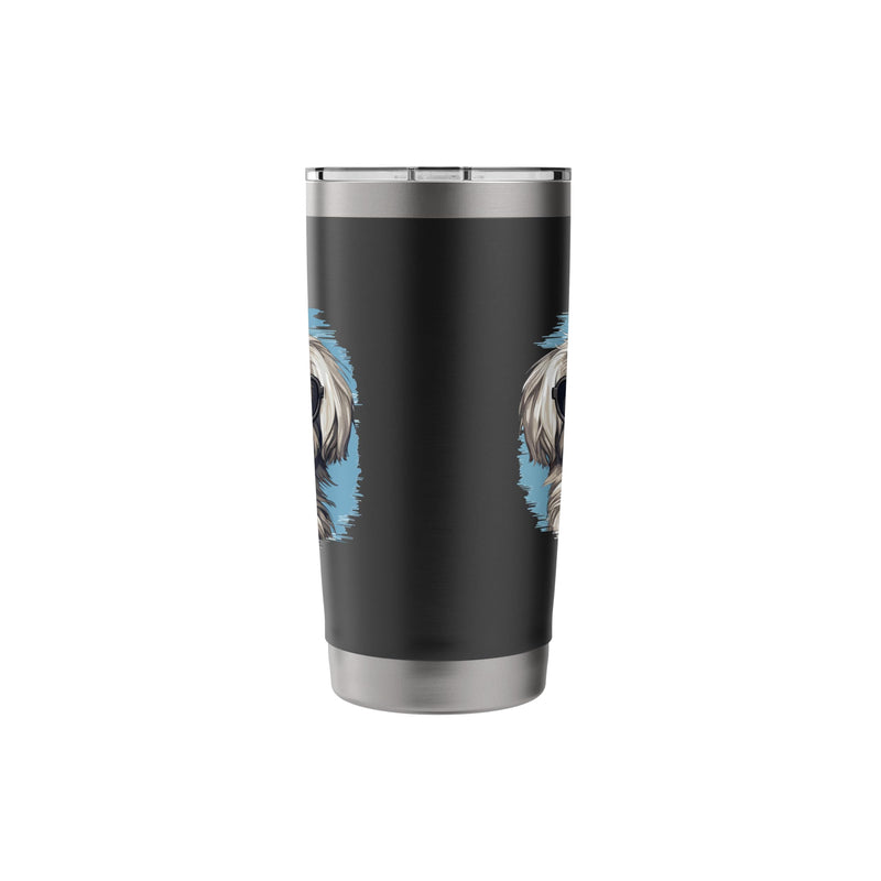 Maltese Dog Breed Pet with Sunglasses Stainless Steel Insulated Tumbler Black 20 Ounces