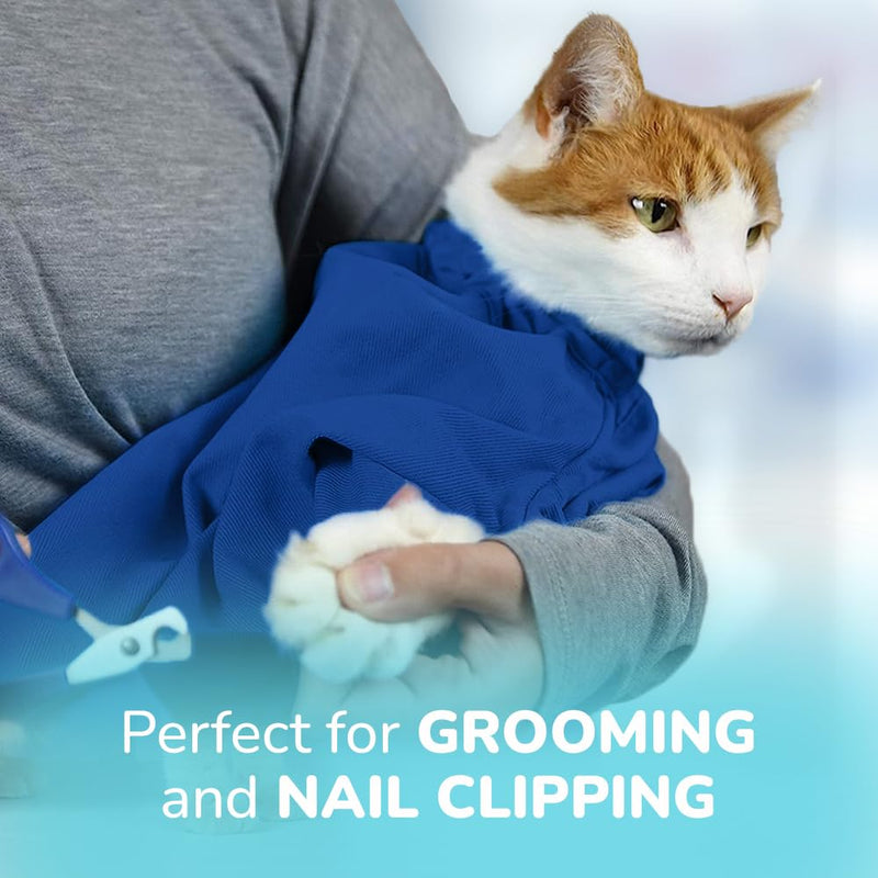 Cat-in-the-Bag Cozy Comfort Carrier - Small Cobalt Blue Cat Carrier Soft for Grooming, Vet Visits, Medication Administration, Dental Care, Nail Trimming, and Car Travel Small (for cats under 10 lbs.) - PawsPlanet Australia