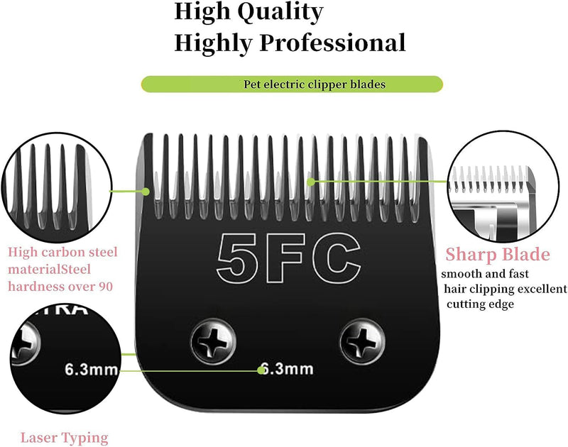 Detachable Pet Dog Clipper Blades,Compatible with Oster A5, Wahl KM Series Clippers,Made of Ceramic,BLACK,3 PACK (4FC 5FC 7FC) 4fc 5fc 7fc - PawsPlanet Australia