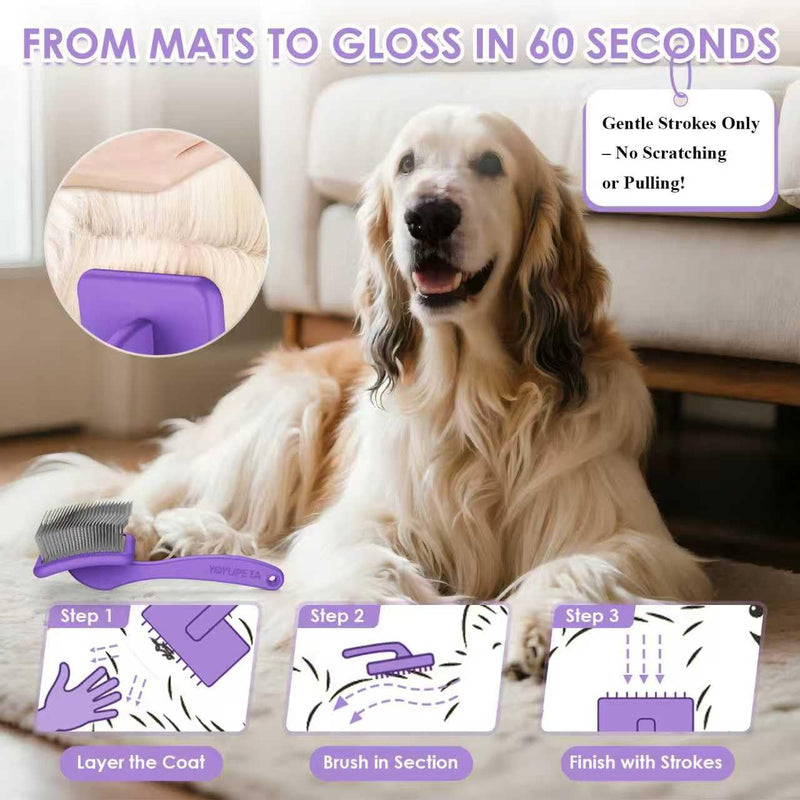 Large Slicker Brush for Dogs,Doodle Brush for Poodles, Goldendoodles, Labradoodle, Extra Long Pins for Detangling Matted Fur & Removing Tangle, Dog Grooming Kit with Wooden Handle. Purple - PawsPlanet Australia