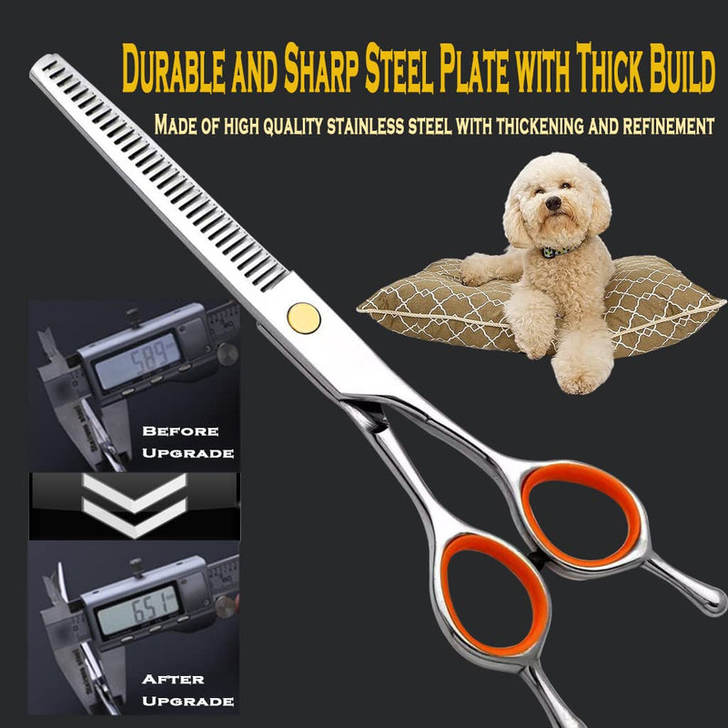 AIRY 7.5" Professional Thinning Shears Dog Grooming Blending Scissor, 20%-30% Thinning Rate Pet Grooming Thinner Blender Shears Set Includes No Traces Scissors & Steel Comb Right and Left Handers - PawsPlanet Australia
