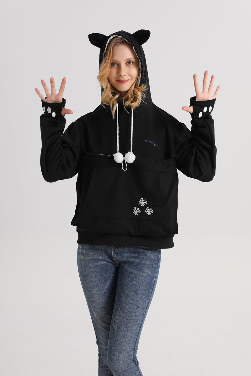 ALYC Unisex Hoodies Pet Holder Cat Dog Large Pouch Carriers Sweatshirt Cat Space Pullover Top Black 3X-Large - PawsPlanet Australia