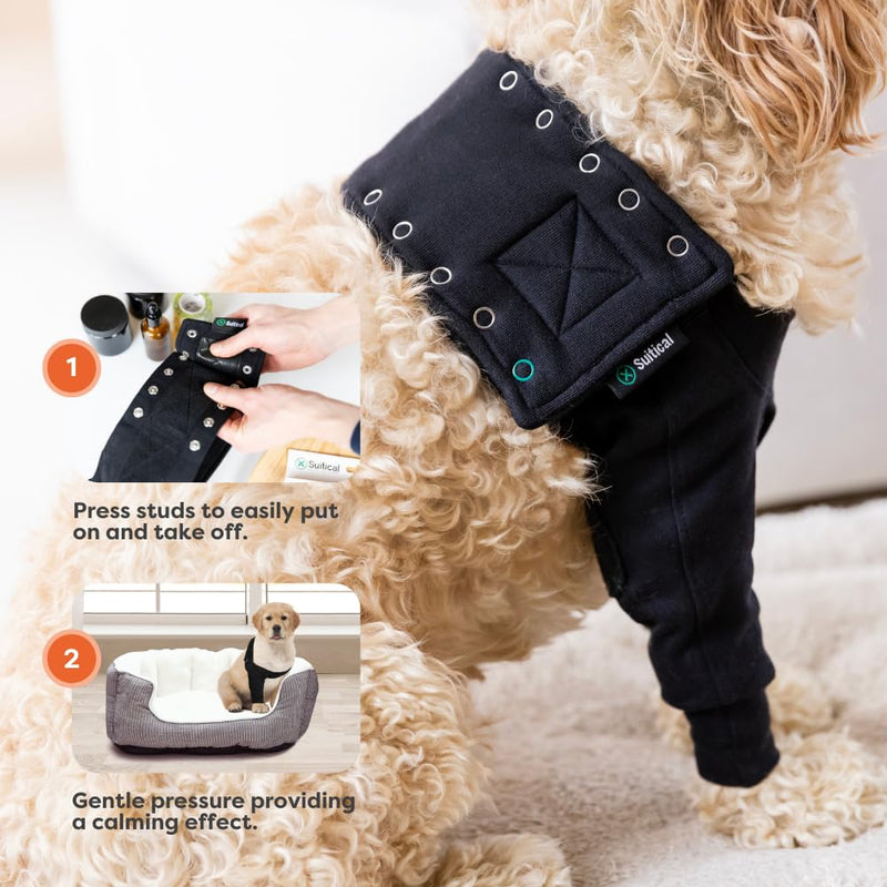Suitical Recovery Sleeve for Dogs | Front Leg Protection After Surgery | Dog Leg Sleeve to Stop Licking | Machine Washable | Chest Circumference 11.8”- 16.9” | Sleeve Length 4.7” | 2XS | Single Sleeve Black-Single Sleeve