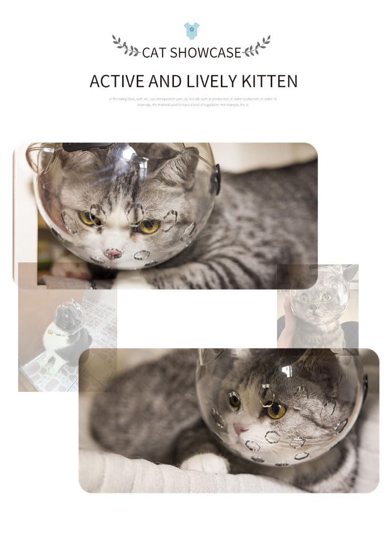 Cat Muzzle Breathable Cat Hood Adjustable Kitten Astronaut Transparent Helmet Prevent from Cats Biting Chewing Grooming Cat Bubbles Mask for Aggressive Cat (S) S - PawsPlanet Australia