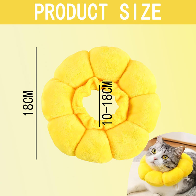 Cat Collar, Cat Collar with Flower Shape, Soft, Leak Protection for Cats and Small Dogs, Yellow, Cotton, Adjustable, Protection During Recovery