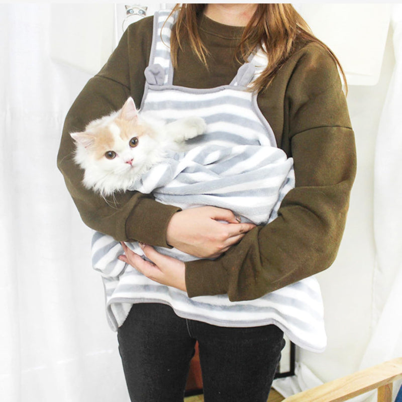 Ferret Sling Carrier - Fleece Small Pet Carrier Bag Soft Breathable Hands Free Shoulder Front Chest Apron Bonding Pouch Accompany Carrier for Small Dog Cat Ferret Rabbit (Grey) Grey - PawsPlanet Australia