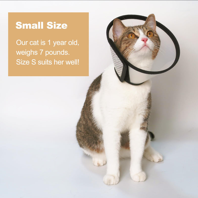 Cat Cone, 6.5 inches Adjustable Cat Cones to Stop Licking for Cats After Surgery, Lightweight Cat Neck Recovery Cone, Plastic Elizabethan Collar for Small Cats, Kitten and Rabbits S (Neck: 6.2 - 7.5 in)