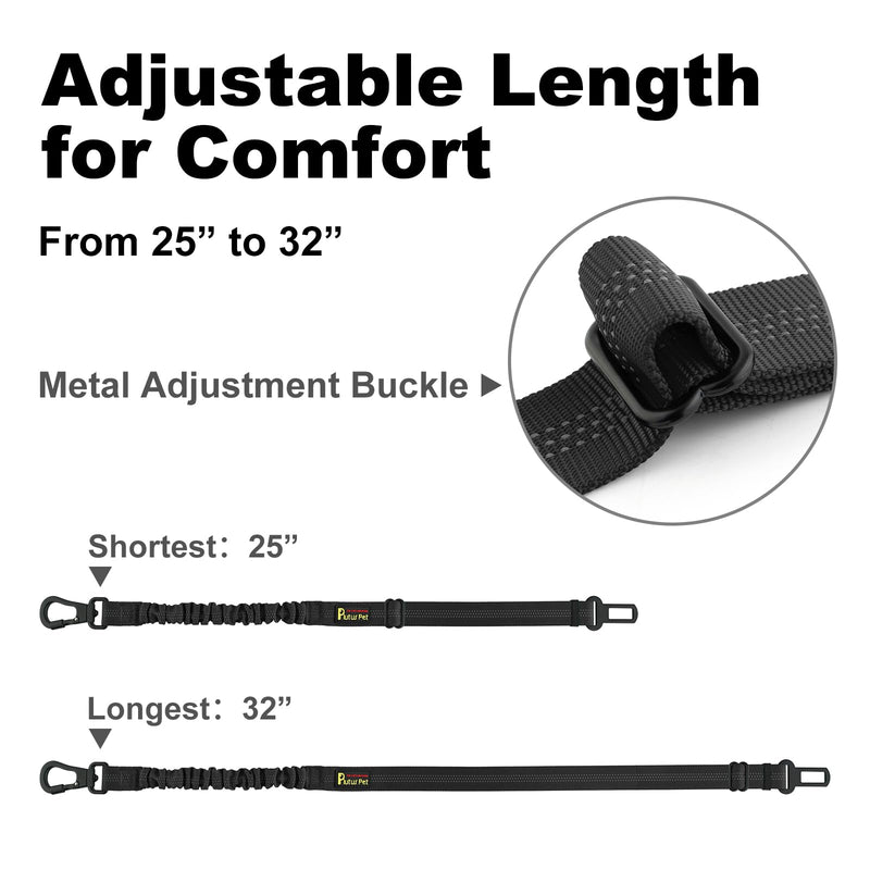 Plutus Pet Dog Seat Belt for Car, Adjustable Dog Car Harness with Carabiner Clip, Reflective Safety Dog Seatbelt Leash with Elastic Bungee, Black - PawsPlanet Australia