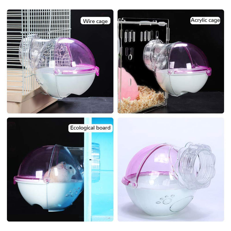 Small Animal Bath House,Pet Toy Acrylic Hamster Bathroom Cage Toilet Bathtub Sand Bath Container Removable, Suitable for Chinchilla Syrian Hamster Gerbil (Pink) Pink