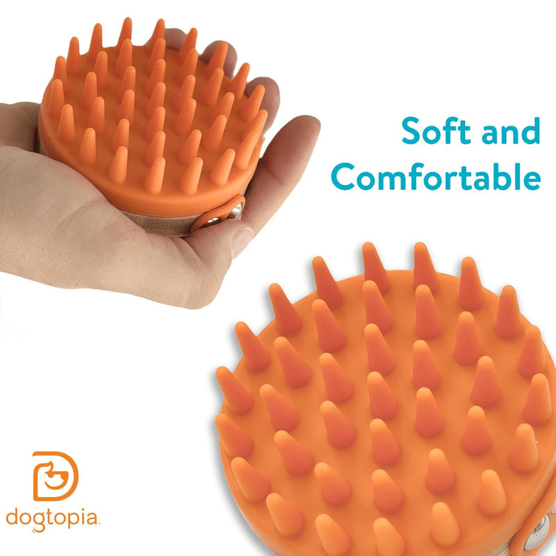 Dogtopia Dog Bath Brush | Dog Shampoo Brush | Dog Scrubber for Bath | Dog Washing Brush with Handle | Pets Deshedding & Massaging for Long & Short Haired Dogs and Cats - PawsPlanet Australia