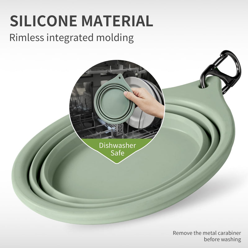 Collapsible Dog Bowls 2pcs for Puppy Bowl, Portable Dog Bowl for Small to Medium Sized Dogs and Cats, Travel Dog Bowl is Ideal for Traveling and Hiking BPA Free Green + dark grey - PawsPlanet Australia