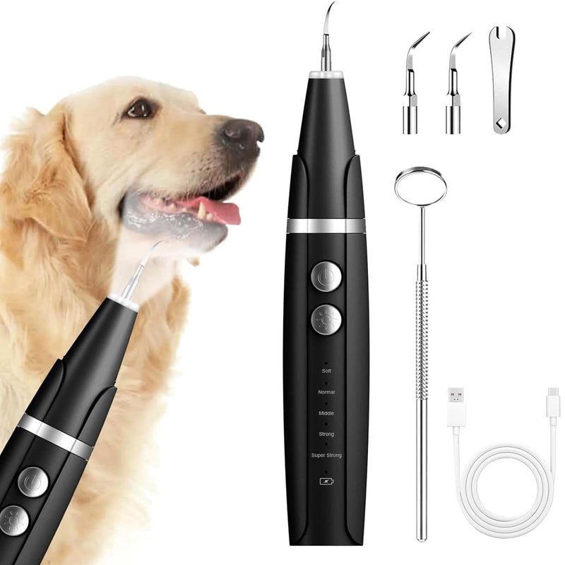 Dog Plaque Remover for Teeth, Pet Teeth Cleaning Products for Tartar & Plaque Off, with LED-Light, Dog Toothbrush for Dental Care, Black