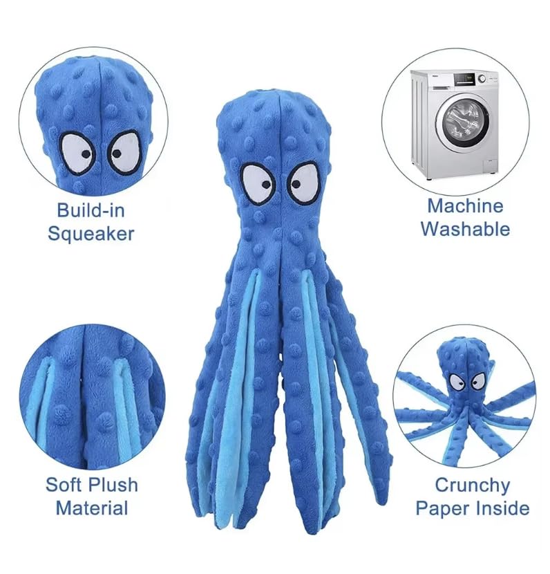 Squeaky Dog Toys, Octopus No Stuffing Crinkle Plush Dog Toys to Keep Them Busy, Interactive Dog Chew Toys for Puppy Teething, Large Dog Toys for Large Medium Small Breeds, Pet Toys, 2 Pack - PawsPlanet Australia