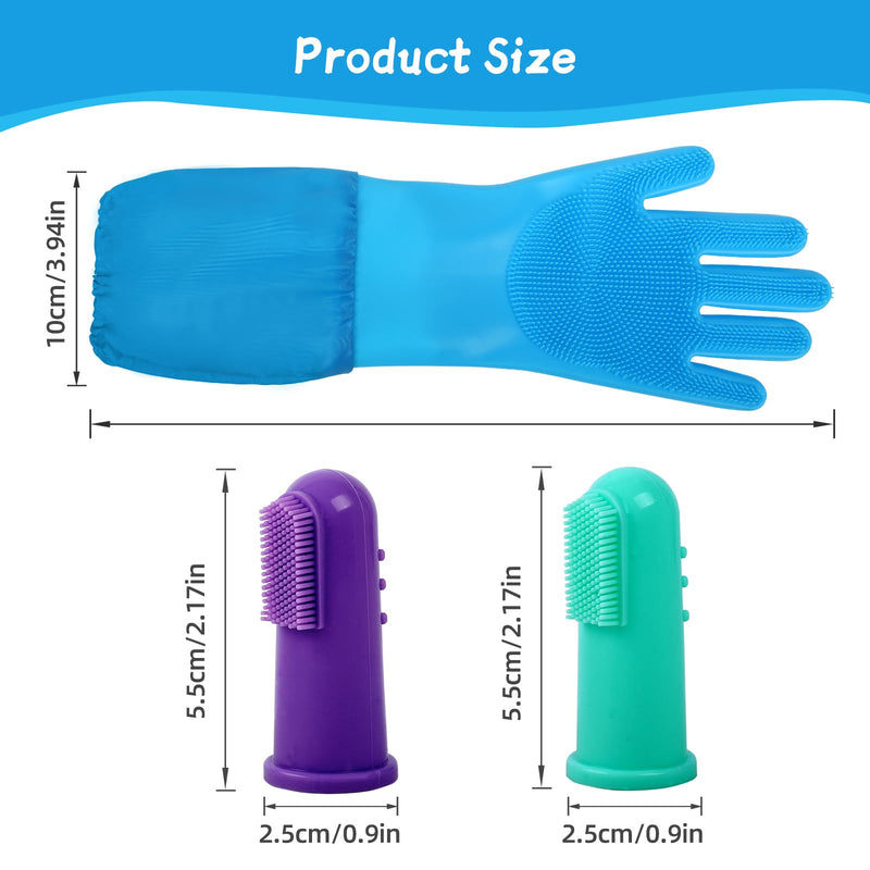 Dog Washing Gloves- Silicone Bathing Gloves for Dogs and Cats - Gloves with Extended Length Enhanced Five Finger Design for Gentle Massaging, Shedding & Cleaning - Comfortable for Pets(Blue) - PawsPlanet Australia