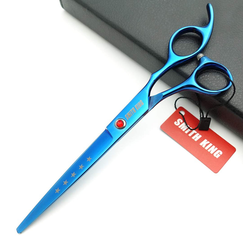 7.0 inches Professional Dog Grooming Scissors Set Straight & thinning & Curved 4pcs in 1 Set (Blue)