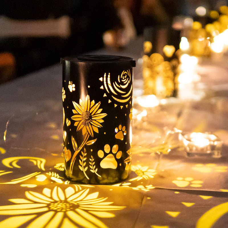 iHeartDogs Pet Memorial Gifts - Artisan Shadow Solar Lantern 'Sunflowers & Paws' - This Pet Loss Gift Feeds 7 Shelter Pets in Honor of Your Departed Pet Sunflowers & Paws - PawsPlanet Australia