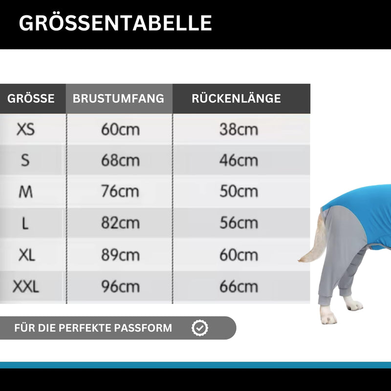 Dog suit against hair - surgical protective suit/dog overall anti-shedding - wound protection dog clothing - dog bodysuit with legs for protection and against hair in the house (Blue, S) Blue